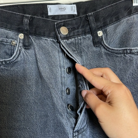 Mango High Rise Two-Tone Straight Leg Jeans - Picture 3 of 4